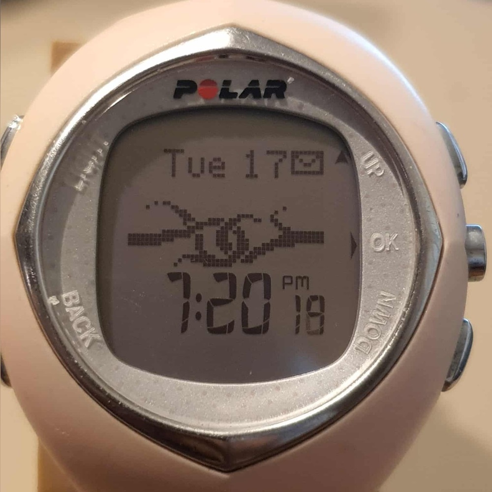 🦋10/$20🦋 Polar F6 Silver/Pink Heart Rate Monitor Women's Watch (Watch Only)